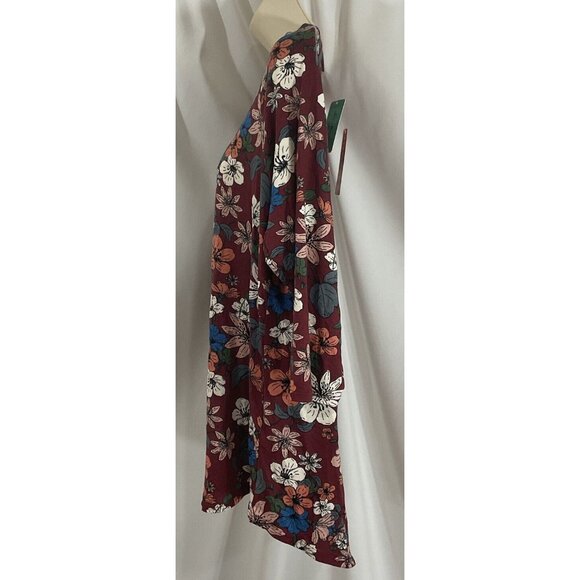 Chris & Carol Floral Blouse - Burgundy with Multicolor Flowers - Picture 3 of 6